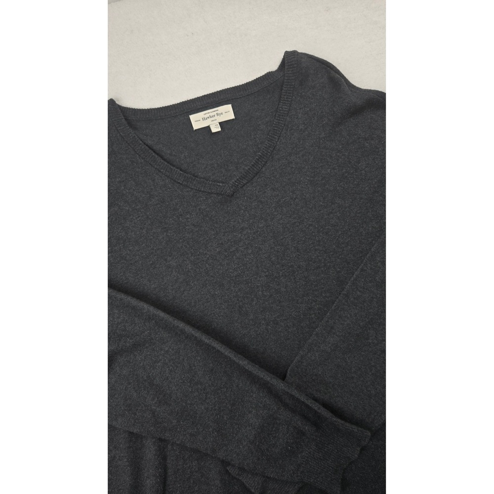 Hawker‎ Rye Men's Charcoal V-Neck Sweater 95% Cotton 5% Cashmere Size XX: